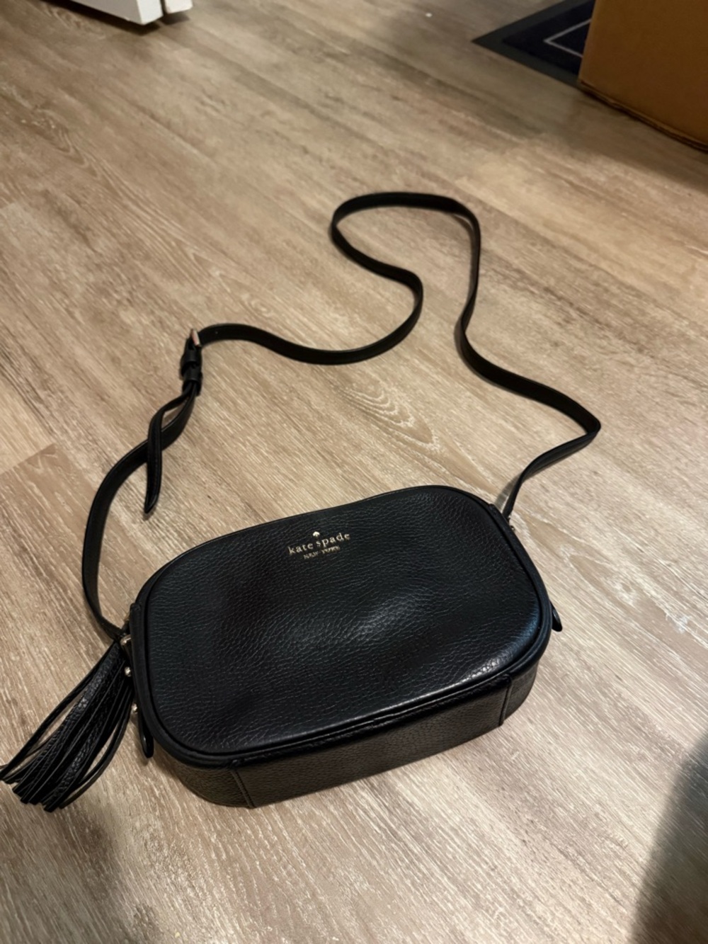 kate spade Black Pebbled Leather Tassel Crossbody